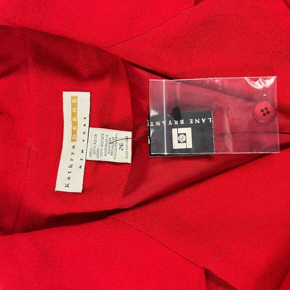 1990s red blazer , size 26 vintage Kathryn Deene rayon jacket, new old stock - Picture 5 of 8